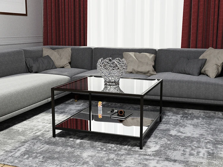 Center Table Luxury Modern Square Mirror Sofa Side Table Glass Coffee Tables Furniture for Living Room