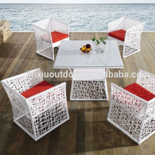 Patio white PE rattan wicker dining chair furniture