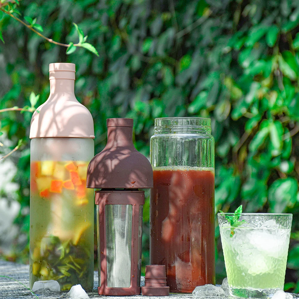 27oz High Borosilicate Glass Wine Bottle Shape Tumbler Iced Coffee Tea Maker with Removable Stainless Steel Filter