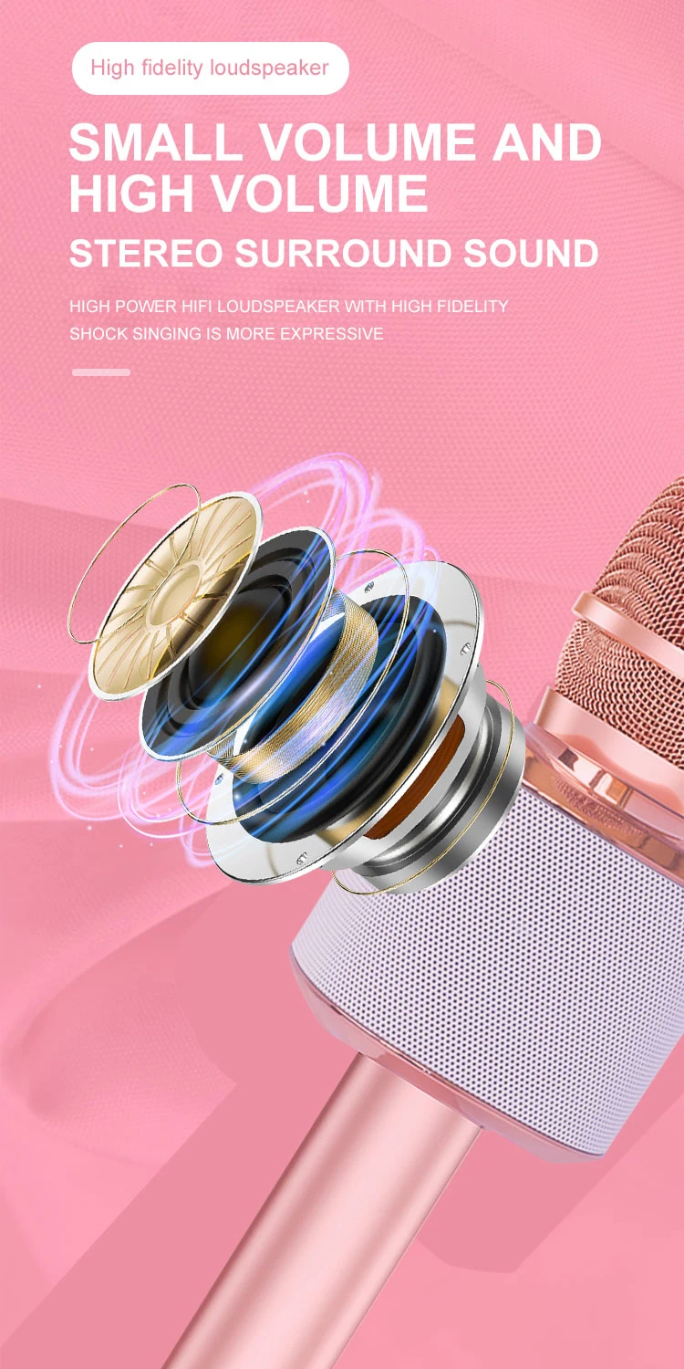 3-in-1 Portable Hand Speaker Wireless Karaoke Microphone for iPhone Android iPad PC