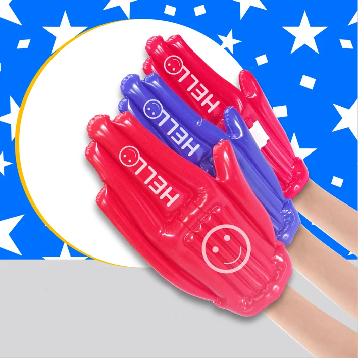 promotional customized logo pvc inflatable hand for cheer up plastic fan hand inflatable clappers