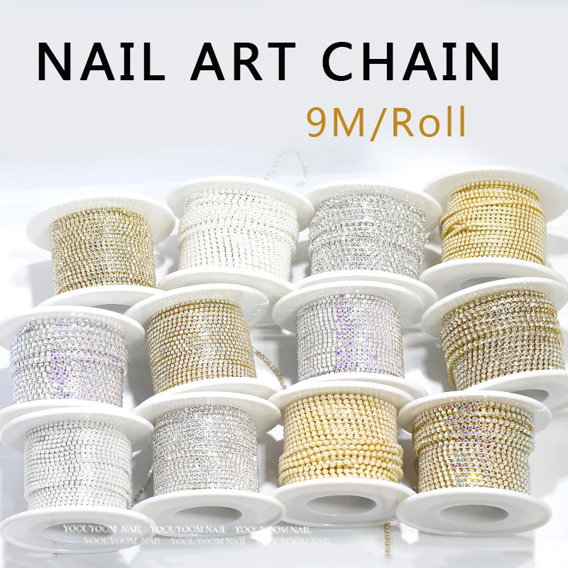 TSZS 1.5/2mm Luxury Crystal Rhinestone Nail Claw Chain Wholesale Fashion Jewelry Pearl Drill Rhinestone Cup Chain Accessories