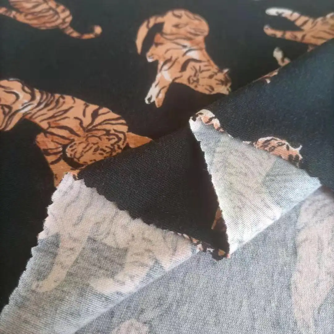 
Leopard printed Cotton Spandex Printed Jersey Fabric 