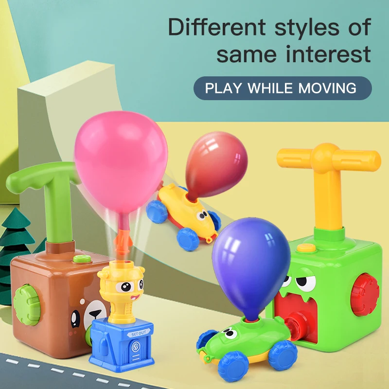Balloon Launcher car aerodynamic learning Toy Set Kids race car balloon pump vehicle air balloon powered car DIY Christmas Gift