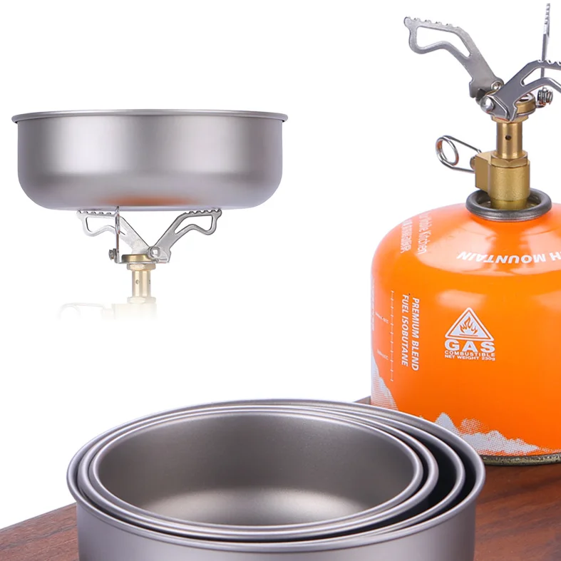 Picnic Lightweight Pan Titanium Cookware Plate Dishes Round Outdoor Camping Dish Titanium Bowl