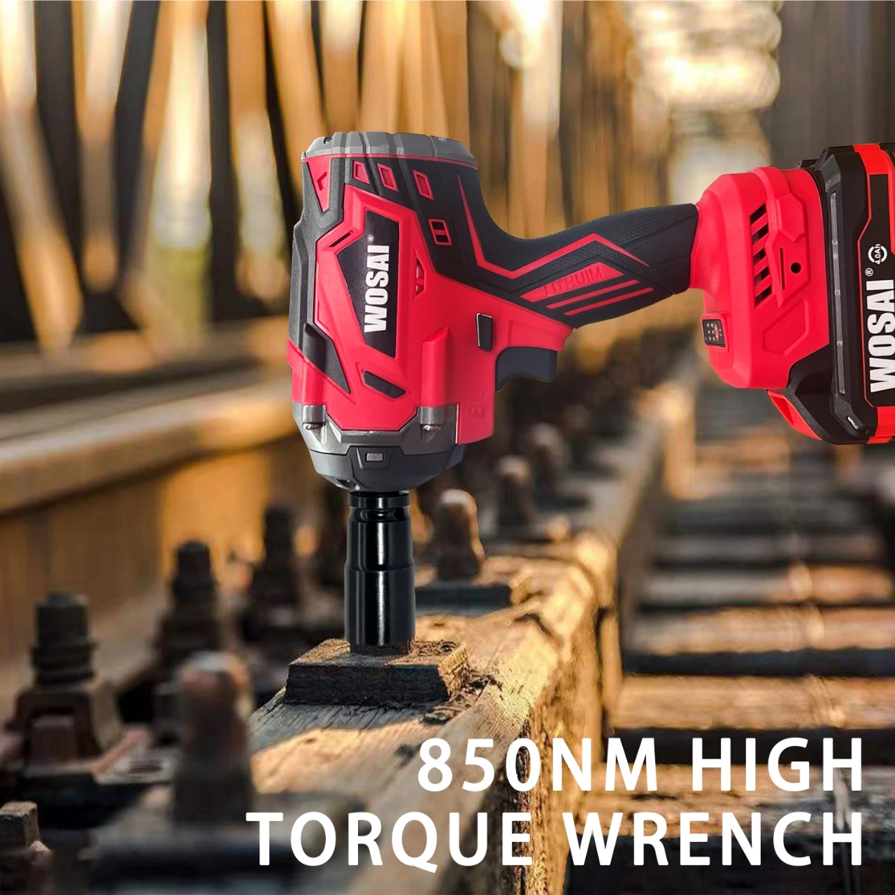 WOSAI Fast Charger Power Cordless Impact Wrench 1/2 Max Torque 850 Power Impact Wrenches With Li-Ion Battery