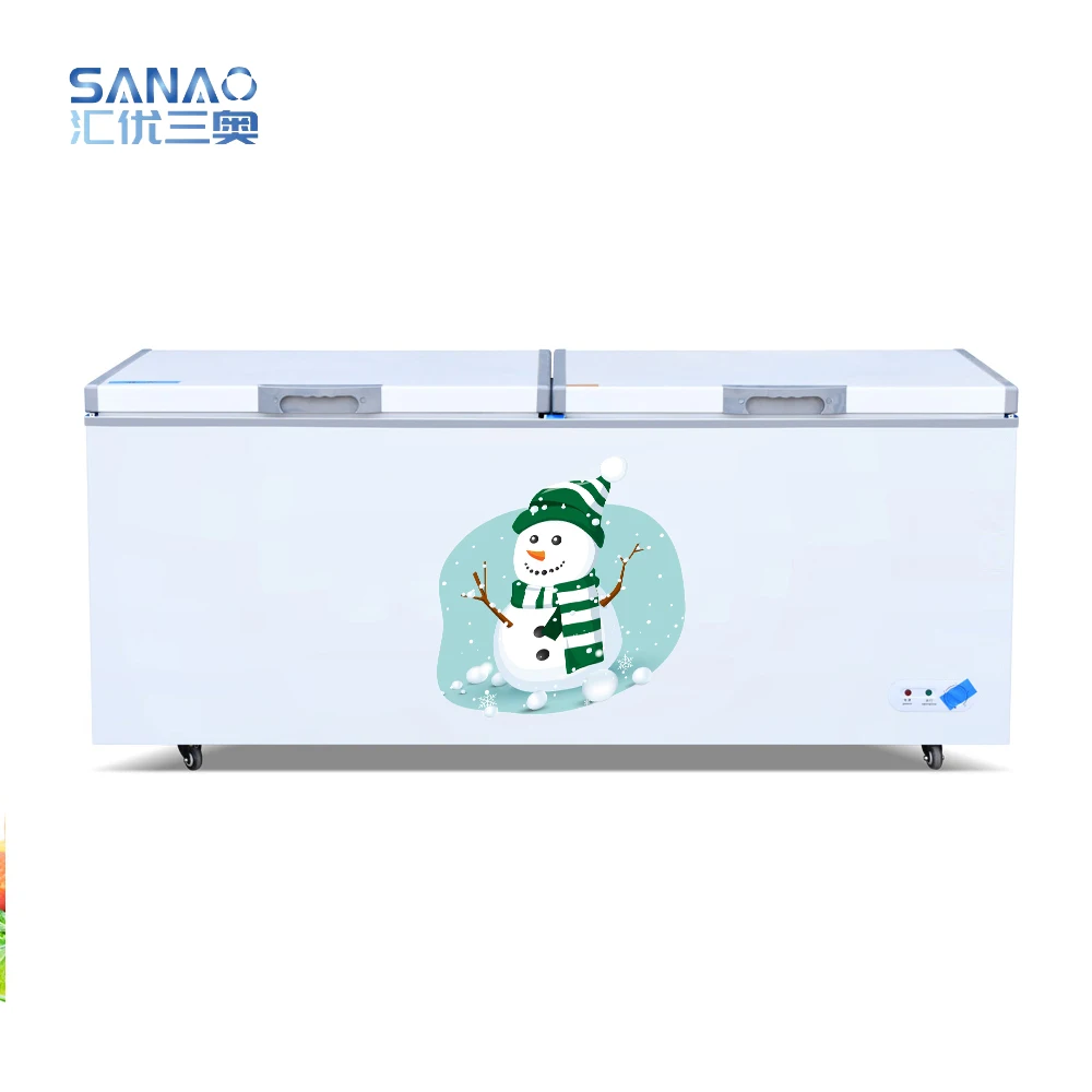 China Factory Supply Large Supermarket Commercial Industrial Deep Freezers With Double Doors