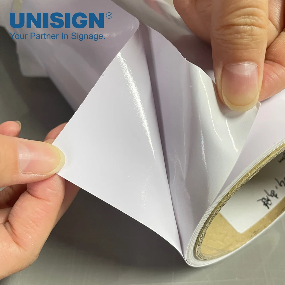 Glossy White Bubble-Free PVC Self-Adhesive Vinyl Film Roll for Large Format Posters and Car Decals Printable Poster Materials