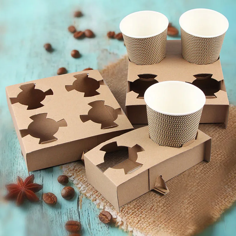 Customized Disposable Takeaway hot drink Cup Holder Coffee Paper Cup Takeout Cup Holder