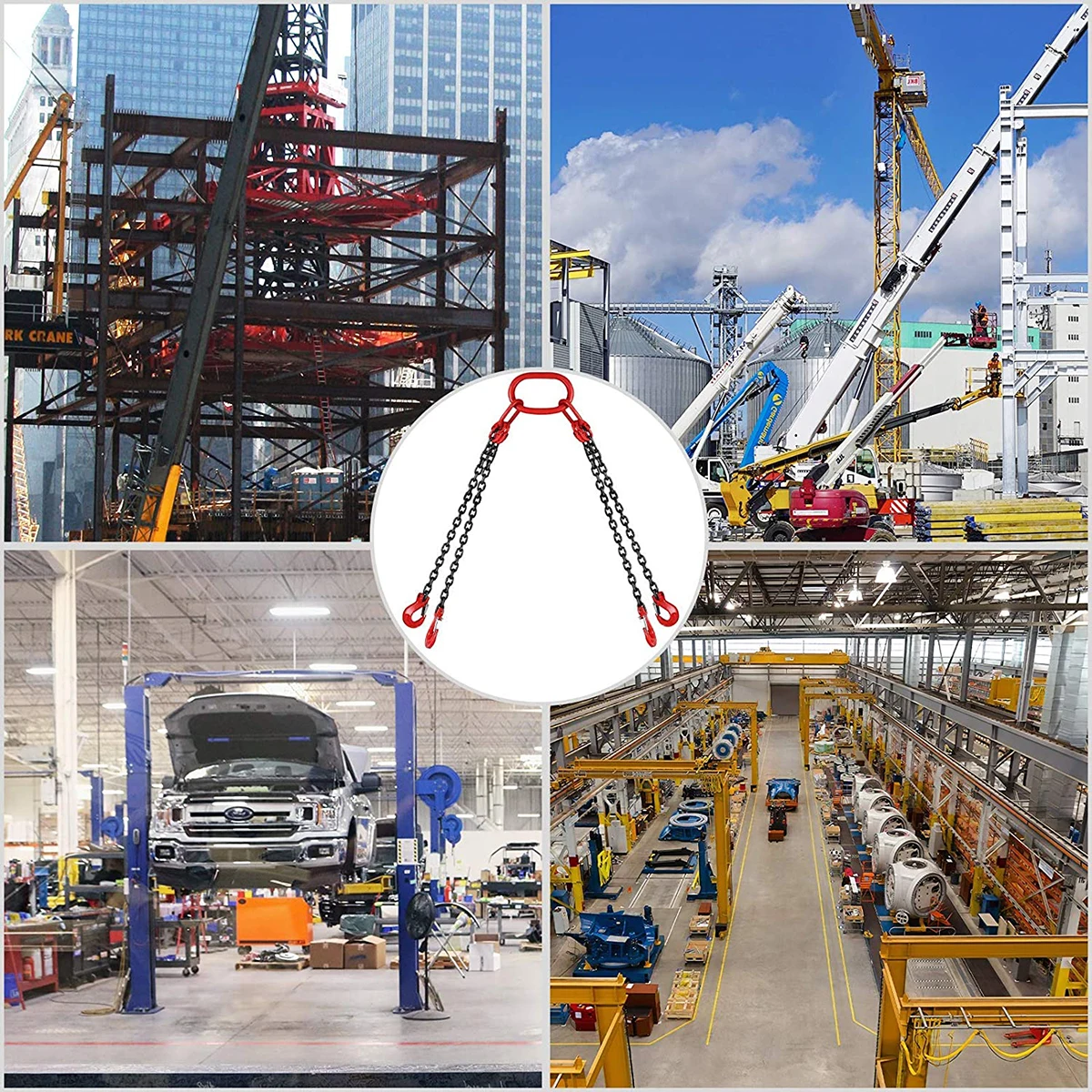G 80 Chains Cranes And Slings Adjustable Lifting Chain Sling With Master Link Double Leg For Legs 12 M Long 40 Ton