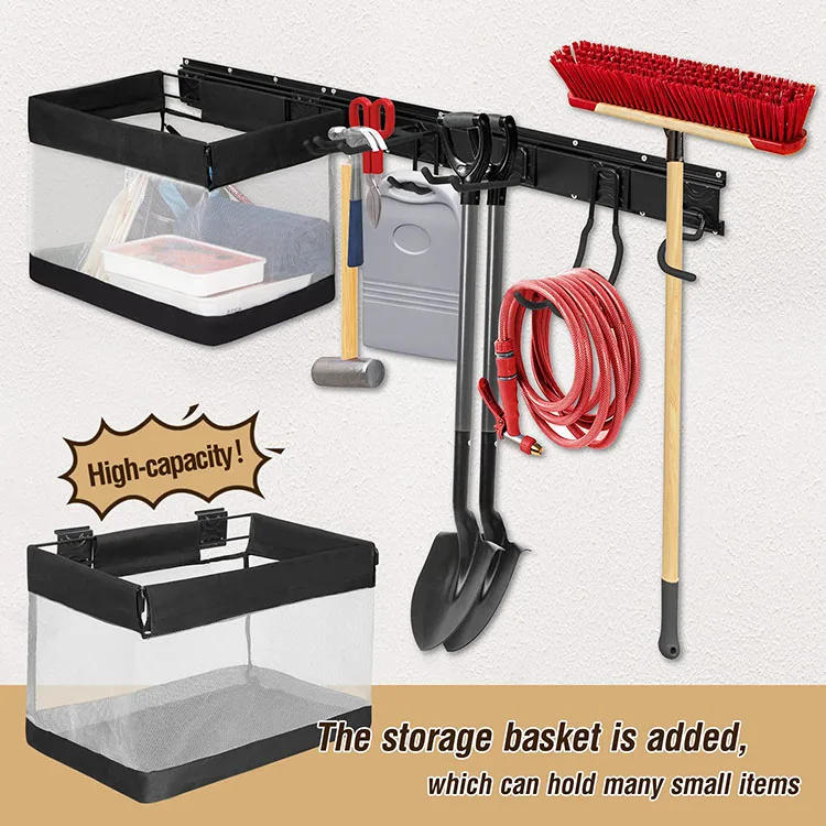 JH-Mech Professional Good Quality Garage Hooks Hangers Gardening tools Storage Basket Multipurpose Garden Tool Storage Rack