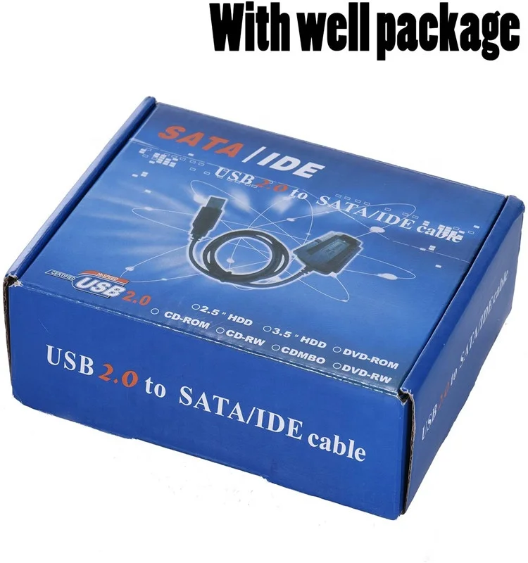 SATA/PATA/IDE Hard Drive to USB 2.0 Adapter Cable Support All Computer System, 2.5' / 3.5' Hard Disk HDD Connector Converter