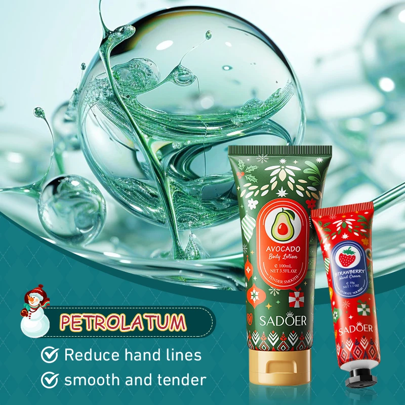 SADOER best christmas gift box avocado strawberry chamomile perfume hand cream moisturizing whitening body lotion skin care set