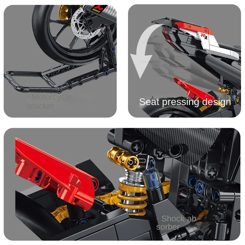 wholesale Panlos 672104 kids toys game other motorcycles 1:5 Light Board Motorcycle Yamaha R1 for blocks model Building Toys