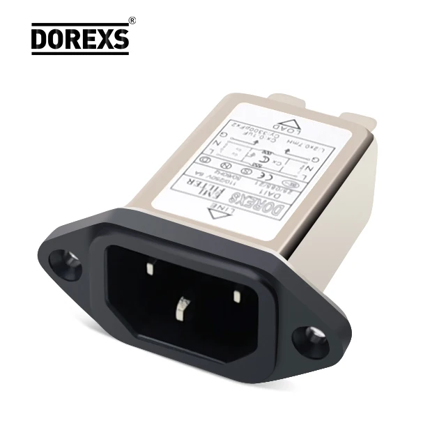 DOREXS high quality professional manufacturer AC power socket emi emc filter noise audio filter 3A 6A 10A