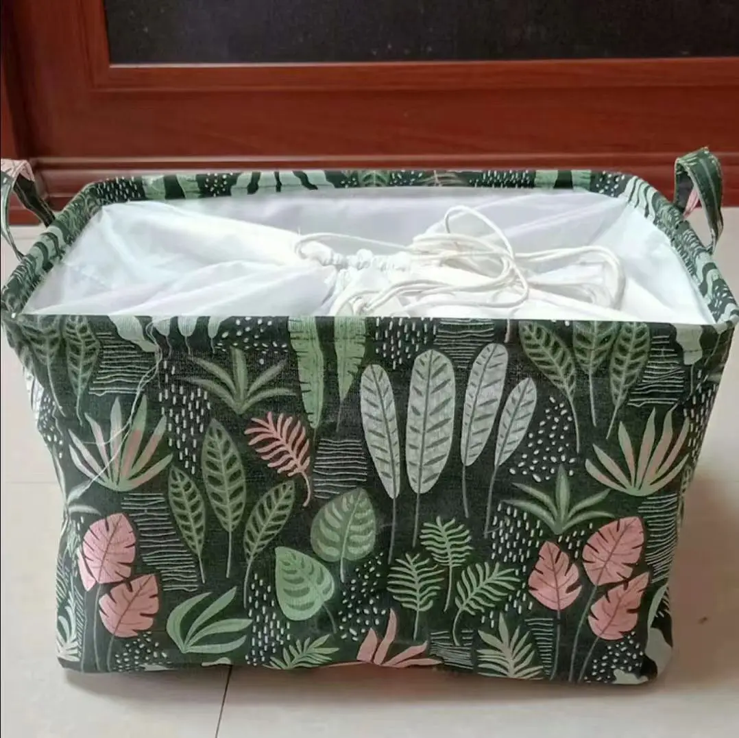 Cotton Collapsible Laundry Basket Storage Baskets for Dirty Clothes Toy Portable Waterproof Laundry Basket
