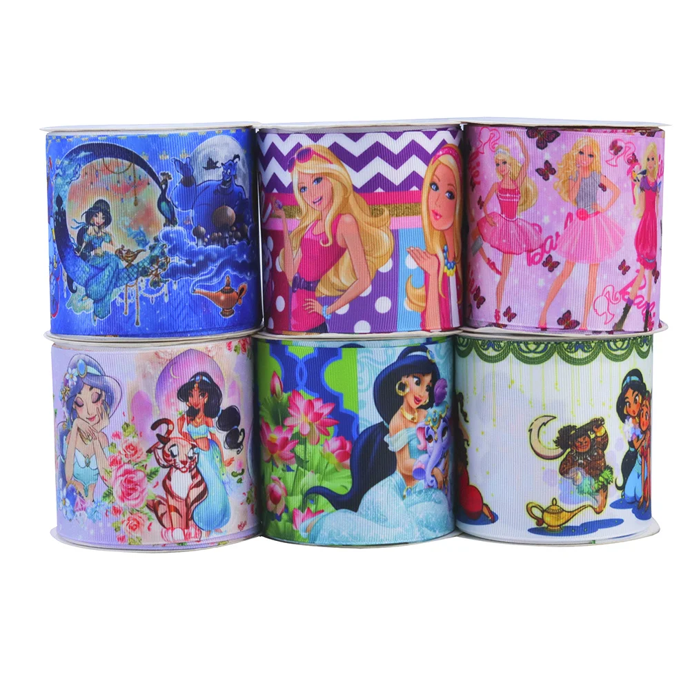 Wholesale 3 inch Cute Character Girls grosgrain printed ribbon heat transfer ribbon For Hair Accessories