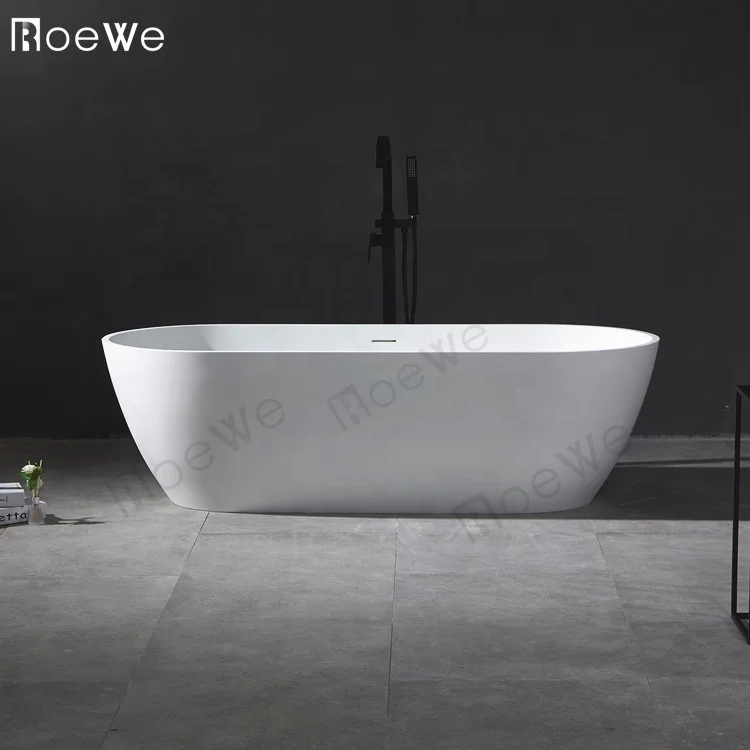 180cm large artificial marble oval shape cast stone resin bath tub luxury bathroom shower free standing solid surface bathtub