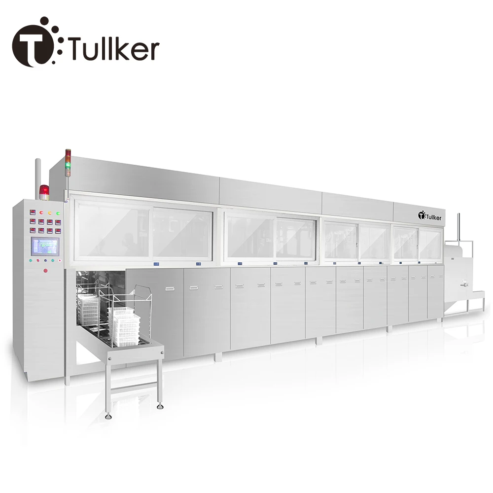 Ten Tanks Full Automatic Vacuum Washing PLC HMI Manipulator Transfer Arm Workshop Industrial 80 kHz Ultrasonic Cleaner Machine