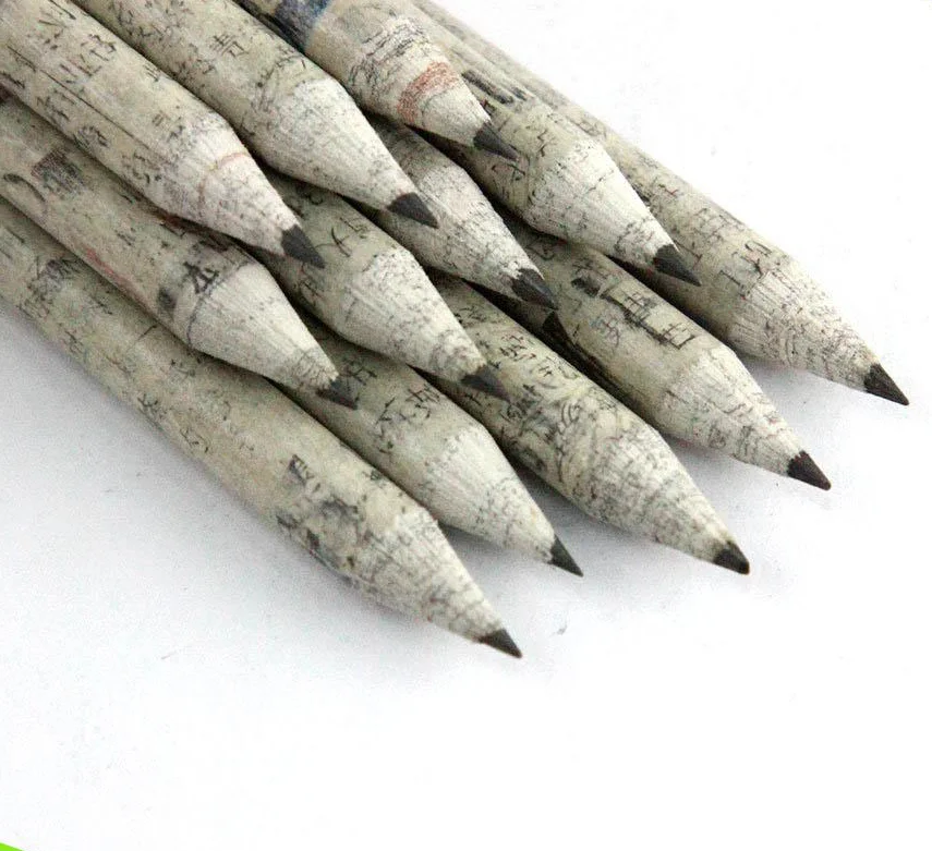 Стандартный Карандаш с логотипом под заказ газетный карандаш ручка из переработанной бумаги для