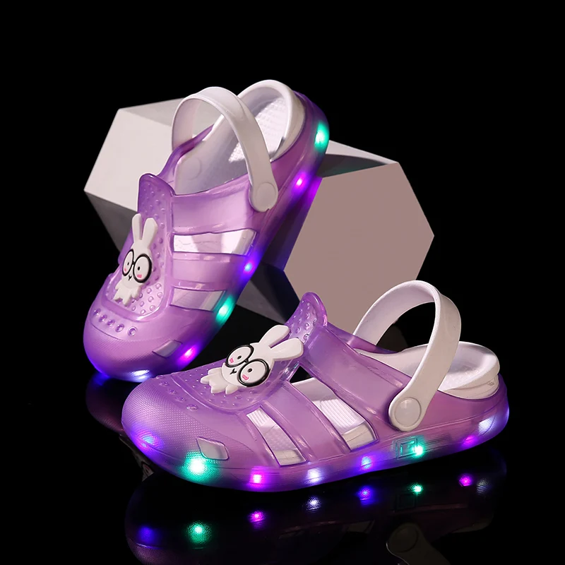 Лидер продаж, дизайнерские Сабо, светодиодная легкая обувь, удобные детские сабо, водонепроницаемая пляжная обувь, сандалии для мальчиков и девочек