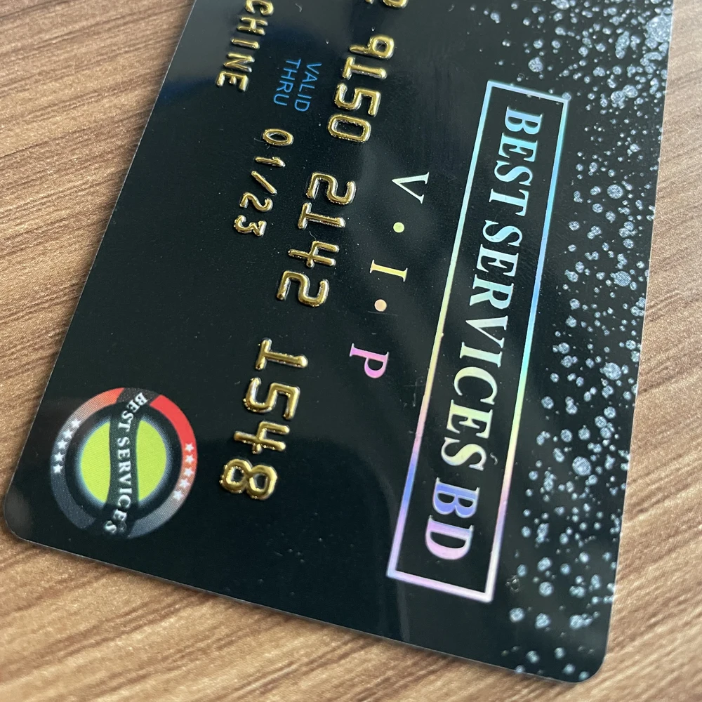 Custom logo PVC card NFC business card printing luxury metallic RFID plastic Visa Debit card with embossed number