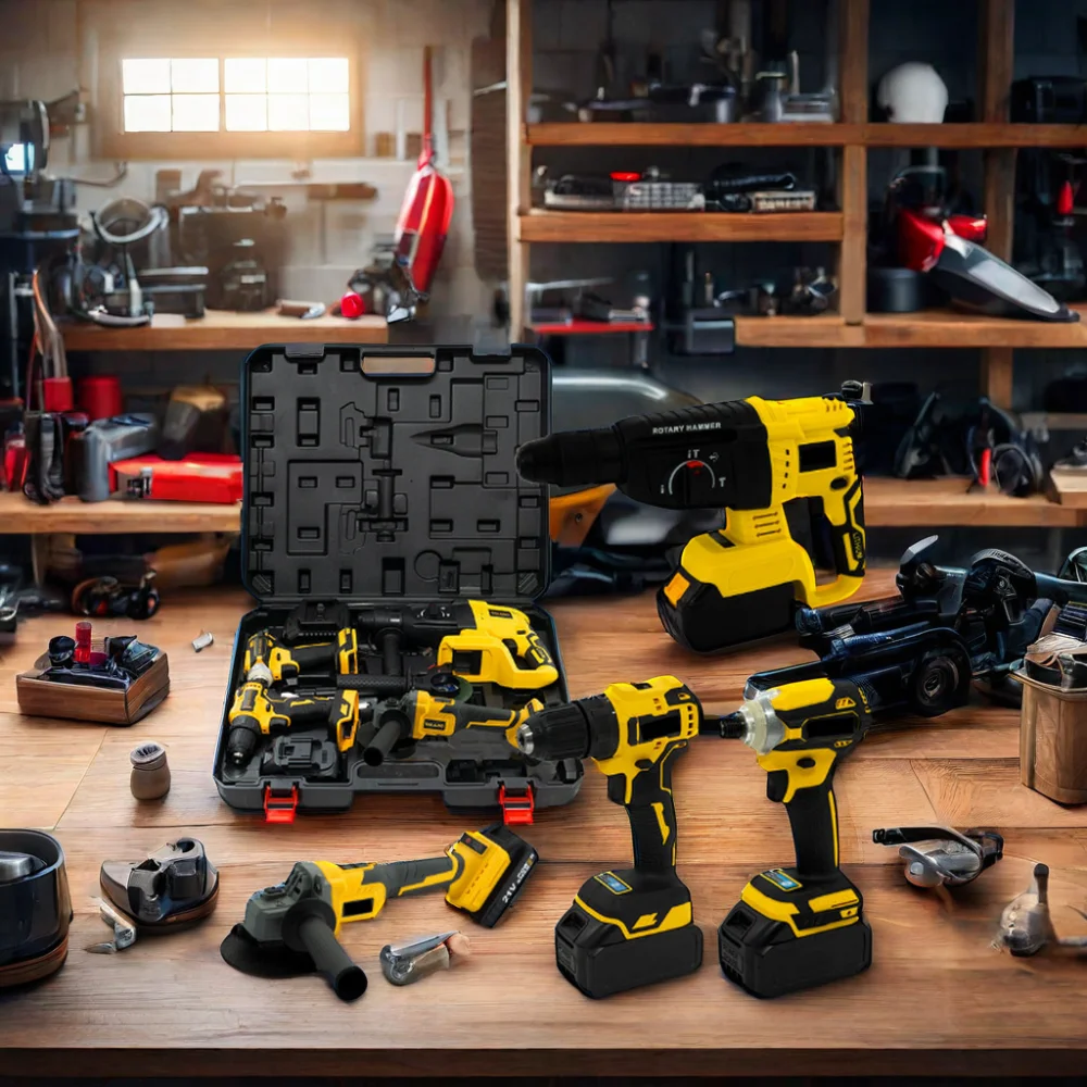 DW Electric Lithium Battery Power Tool Set Wholesale Hammer Power Tools Set in Plastic Box OEM Supported