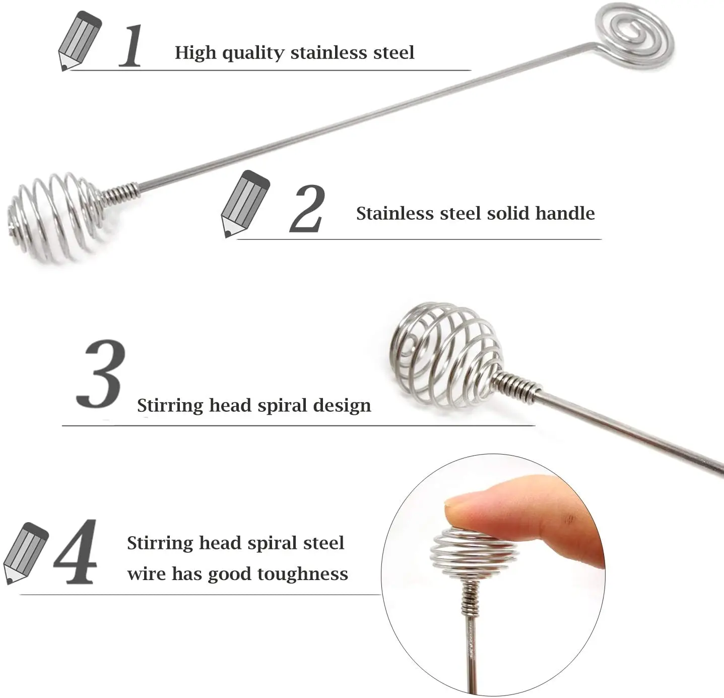 7.8' Long Stainless Steel Spiral Design Honey Dipper Sticks
