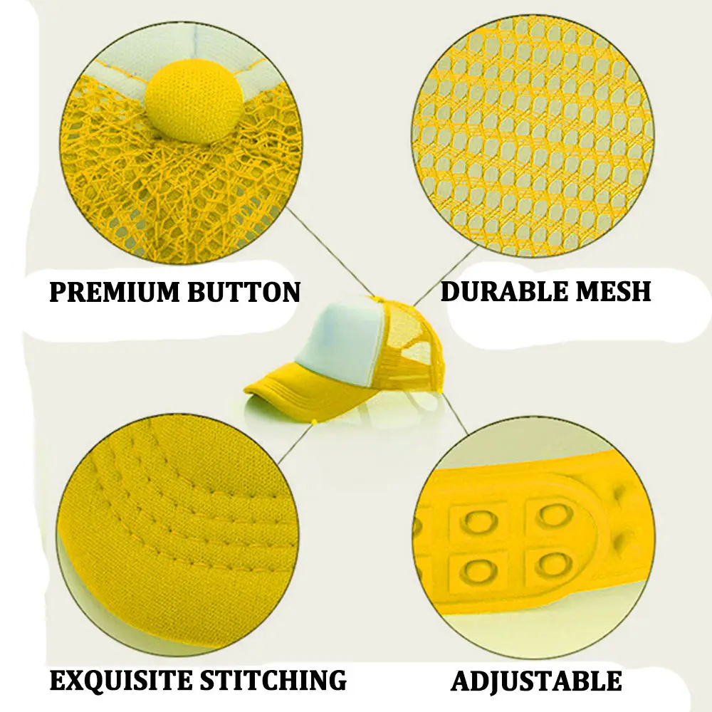 Muti Colors Custom Printed 5 Panel Unisex Mesh Snap Back Trucker Hat 3D Embroidered Patch Bulk for Adults Sports Scene