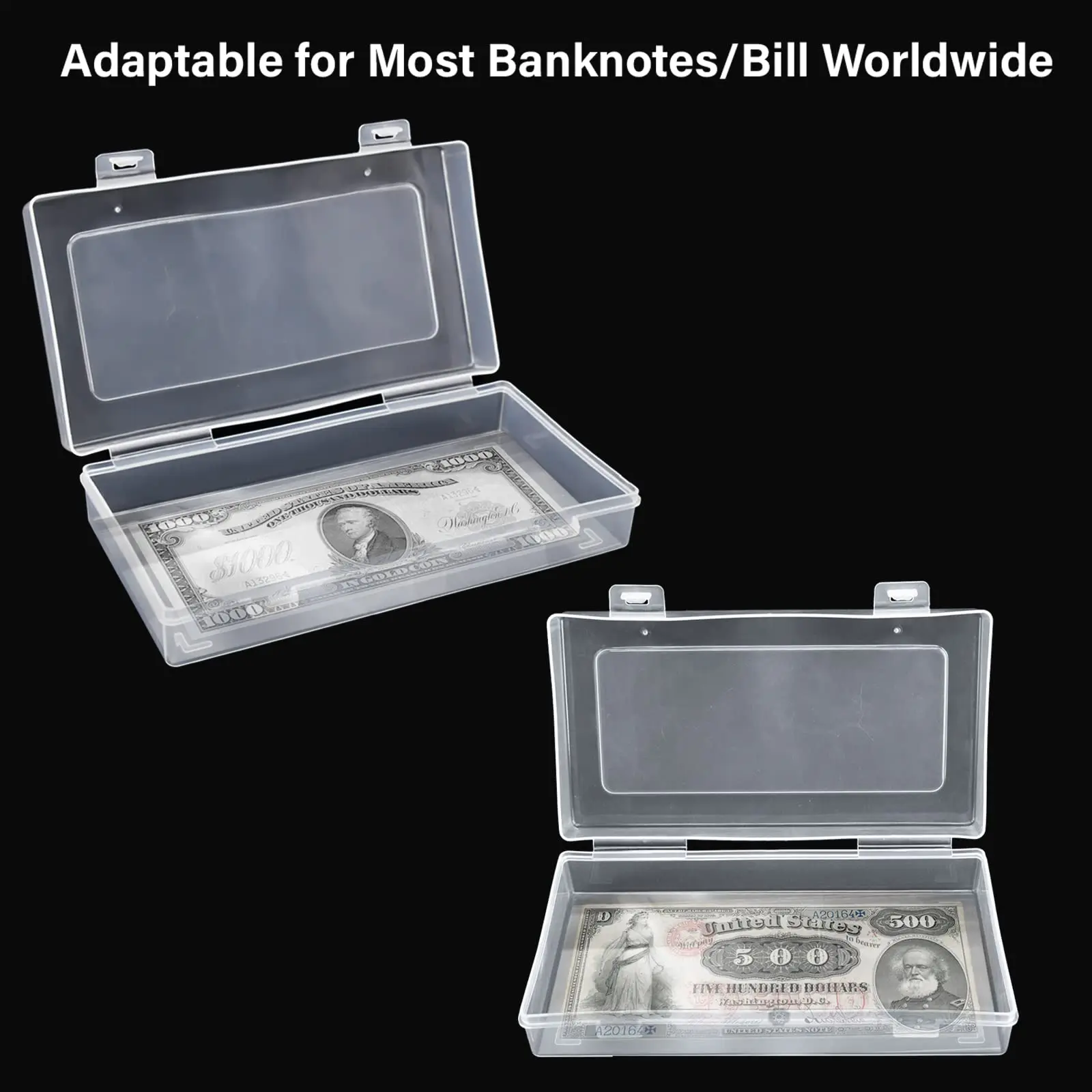 Paper Money Holders with Plastic Storage Case Clear Thicken Paper Money Currency Collection Boxes Dollar Bill Holders
