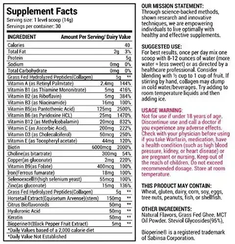 Hot Sale Hydrolyzed Collagen Peptides Protein Powder Skin Supplement Build Lean Muscle Restore Natural Energy