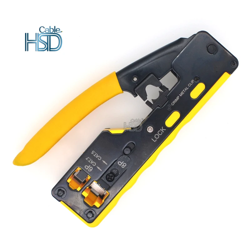 Multi Function Deutsch EZ Pass Through Crimper Cat5 Cat6 Stainless Steel Lan Cat 5e Cat 6 Hand Network Ez Crimp Tool