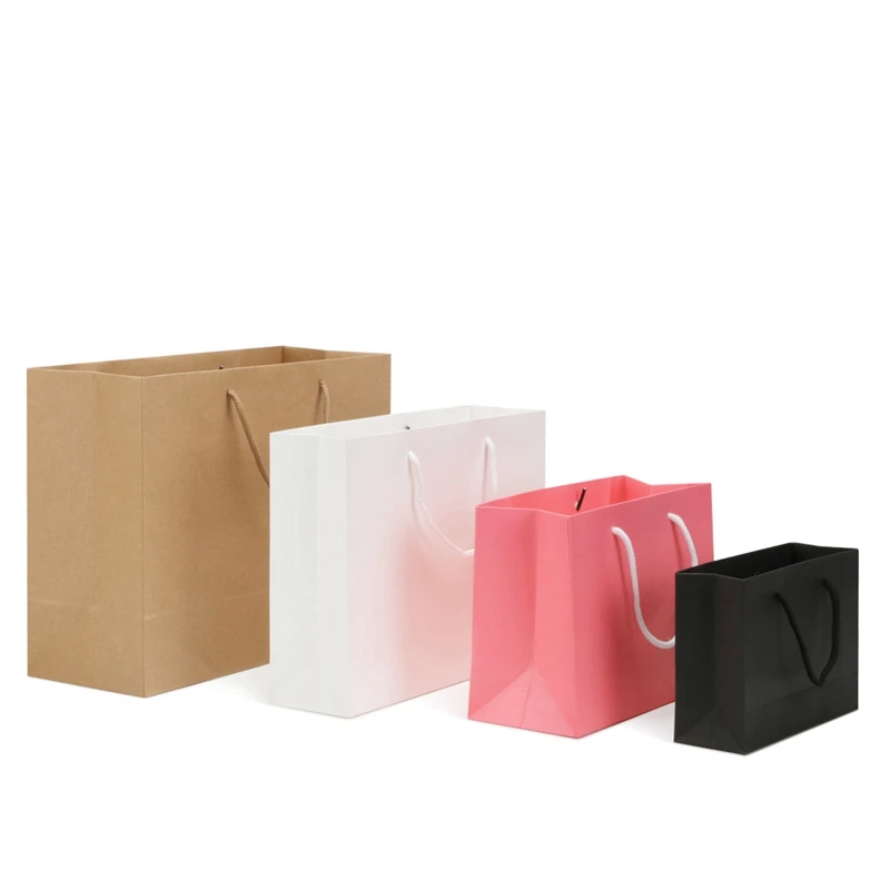 Fashionable Simplicity Large-Capacity Kraft Paper Bags Accept Recyclable Packaging with Custom Logo Print for Gift Shopping Use
