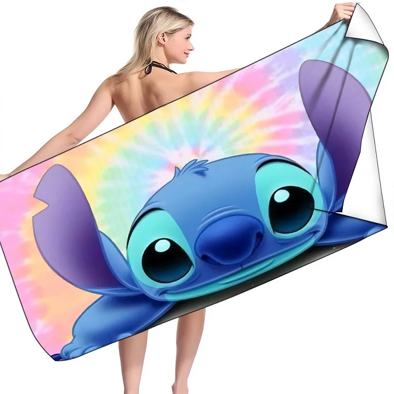 Hot Sale Stitch Anime Beach Towel Microfiber Double Sided Fleece Bath Towel Microfiber Beach Towel