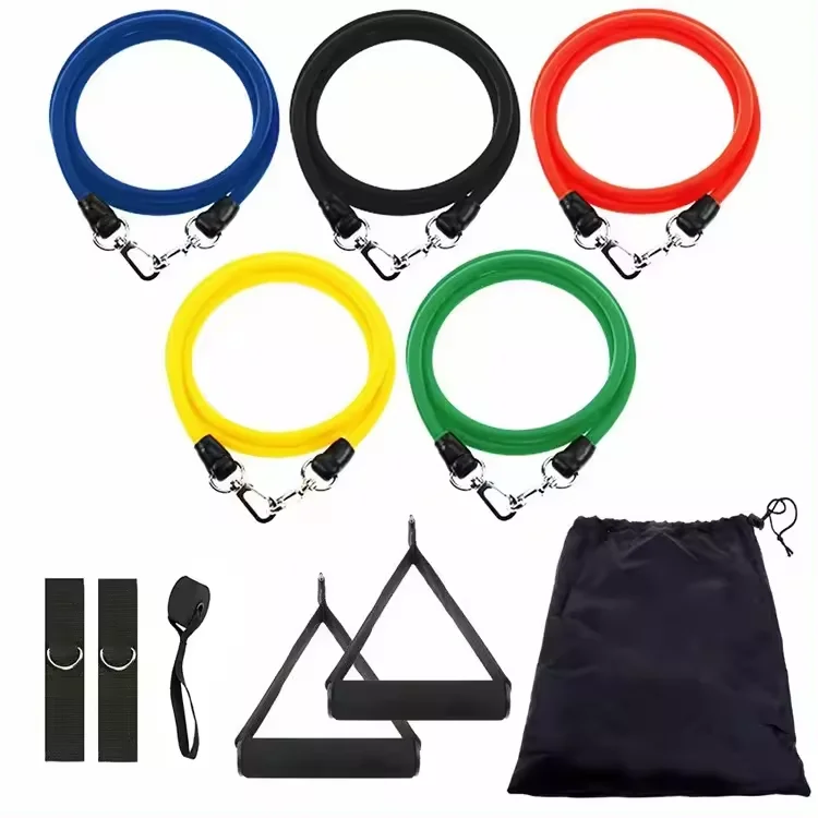 Manufacture Bodybuilding Elastic Pull Rope Strength Training 11 Pieces Latex Exercise Fitness   Set For Pilates,
