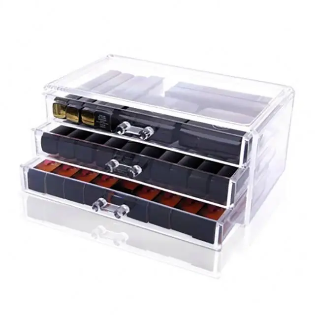 Make Up Storage Box Acrylic Makeup Organizer 3 Drawers Plastic Cosmetic Lipstick Nail Polish Storage