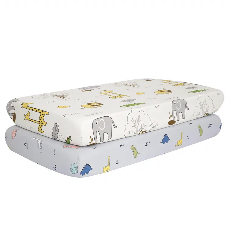 Custom Animals Printed Unisex Baby Skin-friendly Organic Bamboo Fitted Crib Sheet