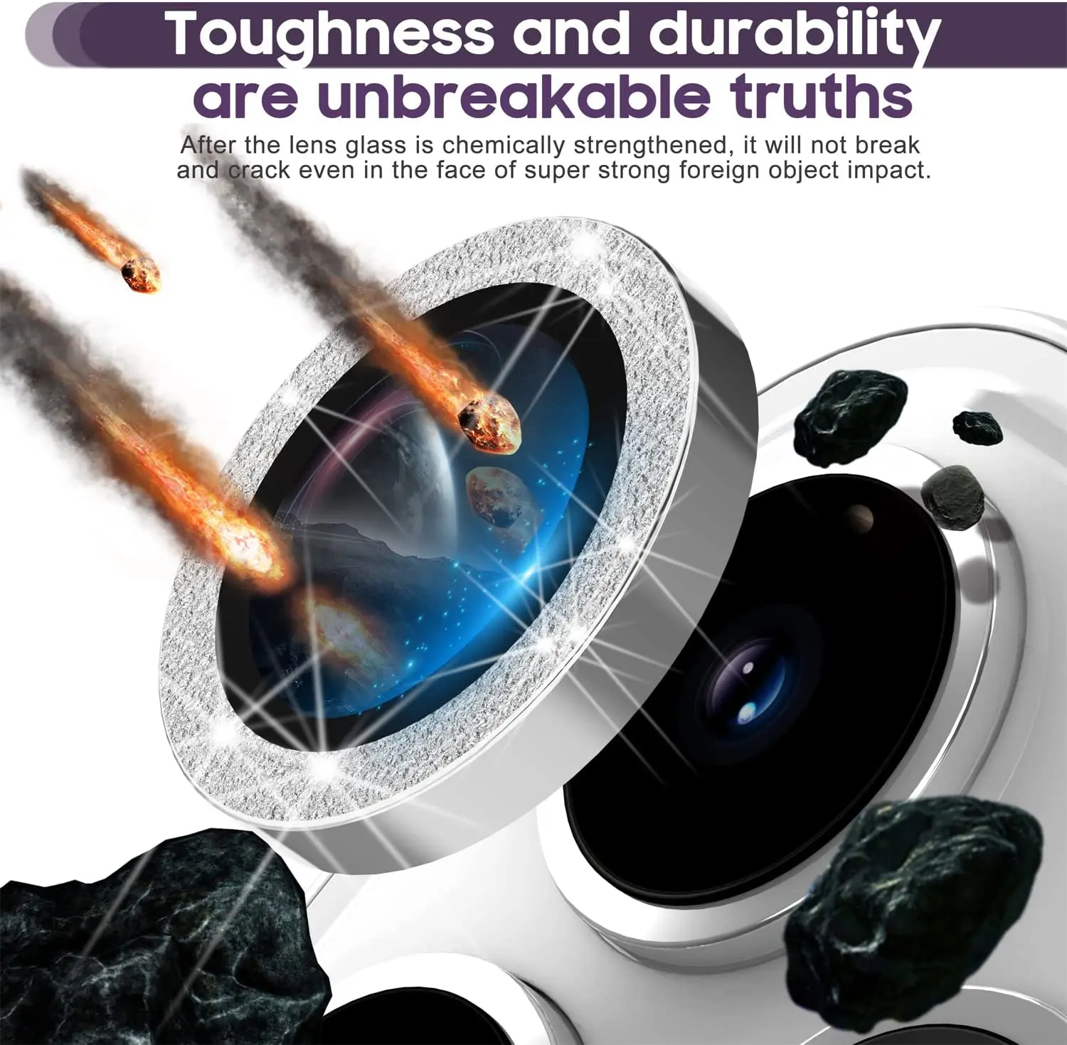 Camera Lens Protector Camera Cover Tempered Glass Glitter Diamonds Bling Colorful For Iphone 11 12 13 14 Mini Pro Max