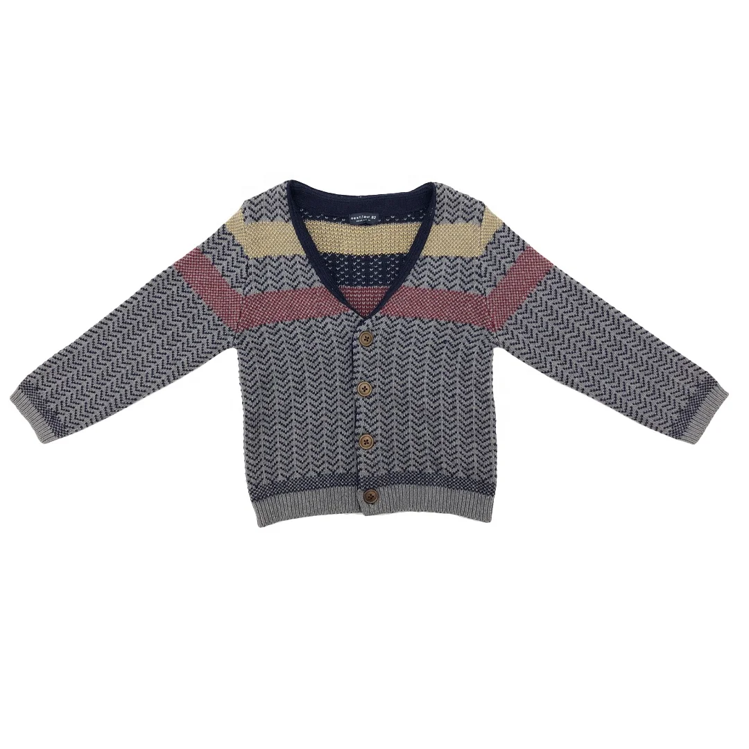 Autumn winter striped design children V-neck kids casual school cardigan sweaters