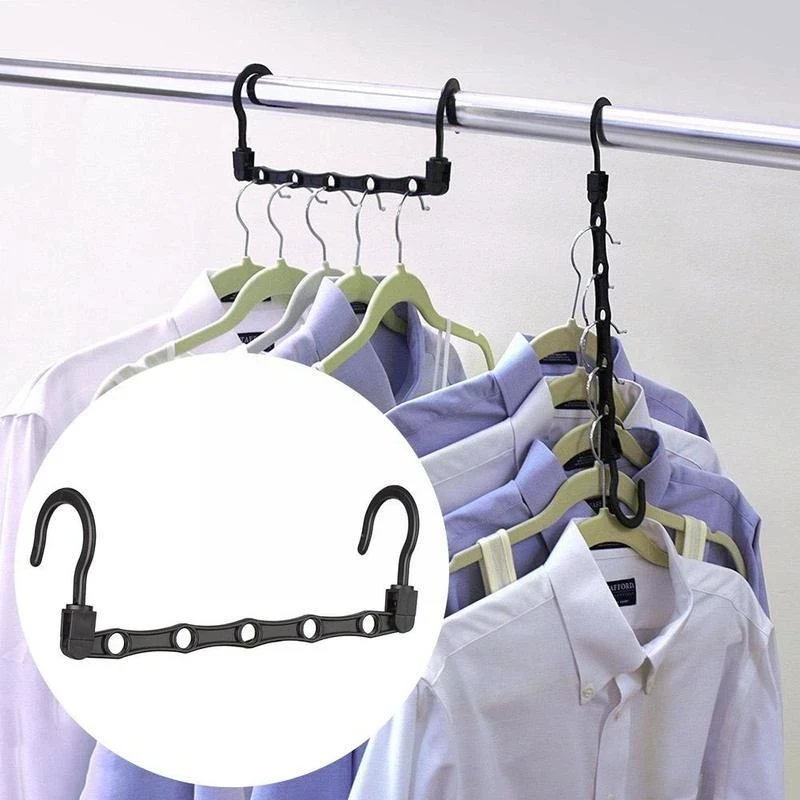 DS1362 Wardrobe Closet Organizer Drying Rack Space Saving Clothes Coat Hanger Hanging Hook Foldable Plastic Hangers with 5 Holes