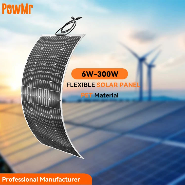 PowMr Lightweight 6W 10W 20W 80W 100W 120W 200W 300W Thin Film Flexible Solar Panel for RV&Boat&Home Solar Panel