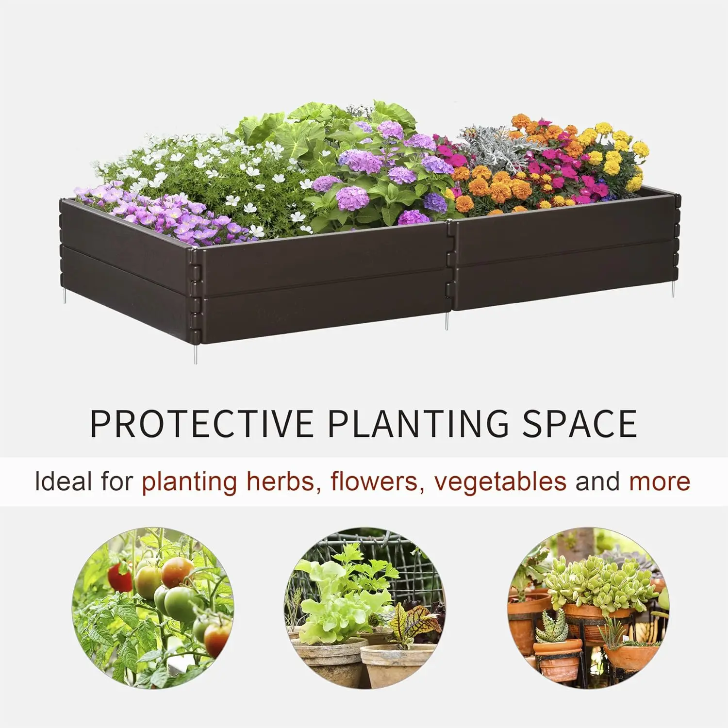 Hot Selling 6ft Rectangle plastic Raised Garden Beds, garden planter box for outdoor
