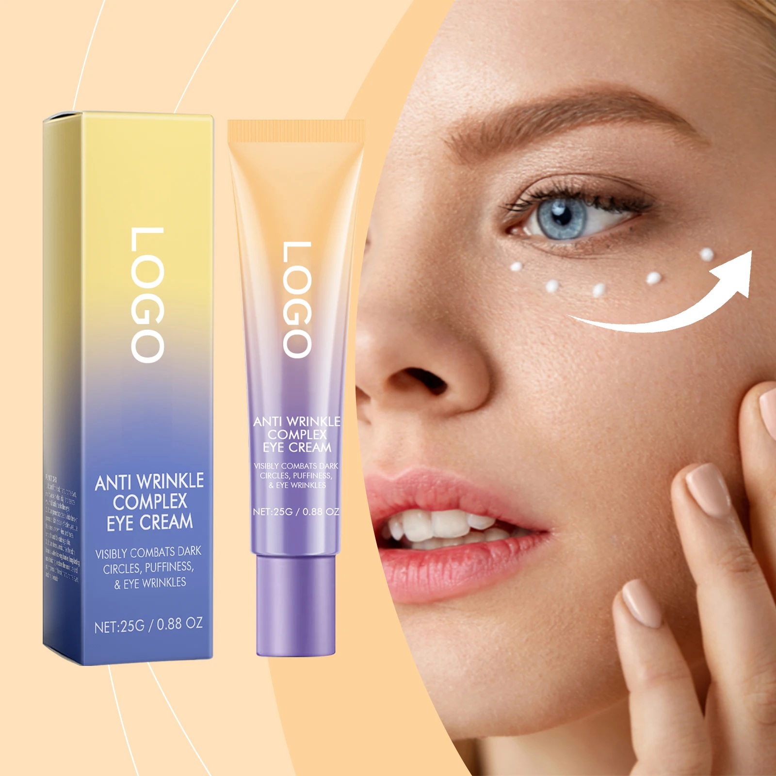 Private Label Vegan Retinol Eye Cream Remove Dark Circles Bag Wrinkle Removal Anti Aging Retinol Eye Cream for face care