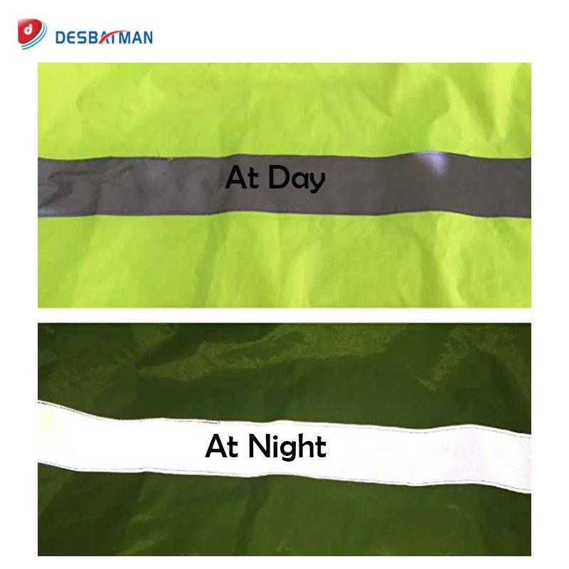 Custom hi vis waterproof raincoats 100% polyester with PU adult long sleeve raincoats jackets with reflective tapes