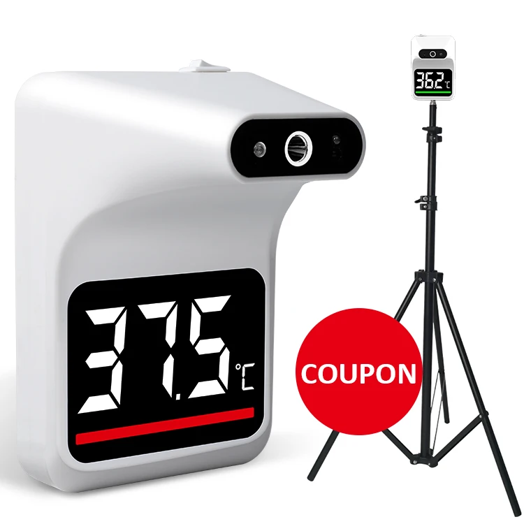 Handsfree automatic body IR non contact wall hanging  large LCD display wall mounted infrared thermometer thermometer
