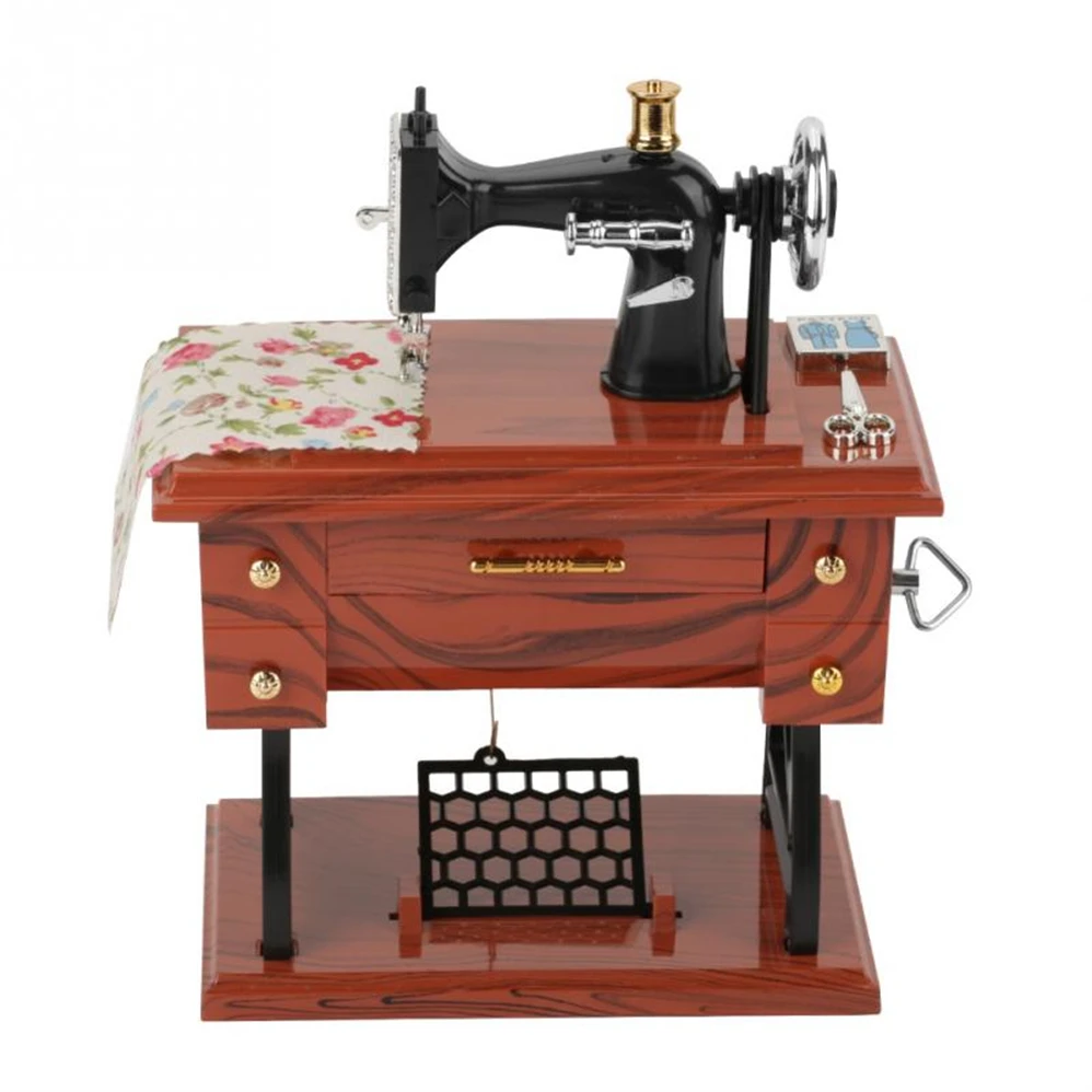 Music Box Sewing Machine Music Box European Crafts Retro Sewing Clockwork Home Crafts Decoration Creative Birthday Gift