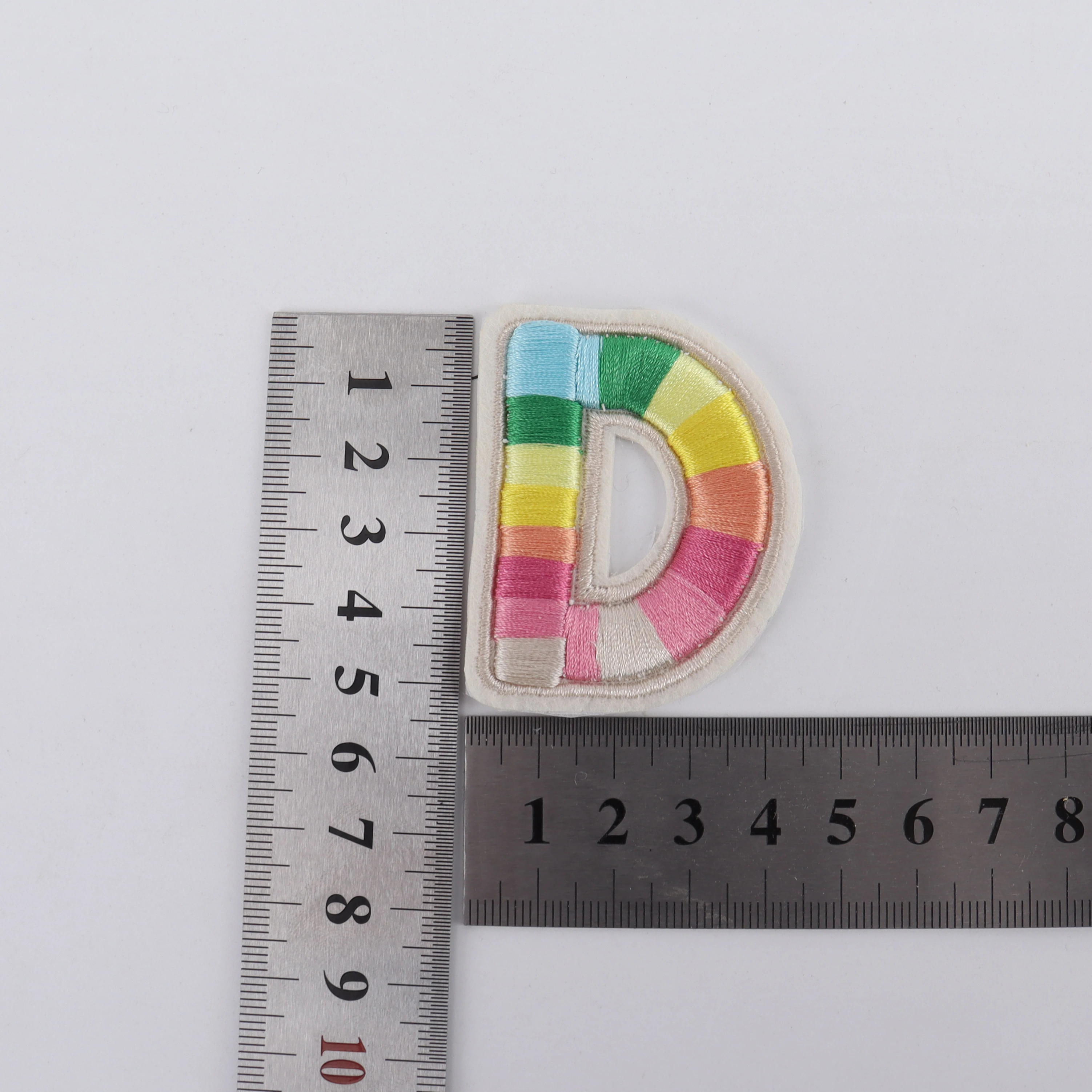 Wholesale custom patch embroidery letter DIY iron on 3m eye patch hoodie Rainbow color chenille patches alphabet stickers