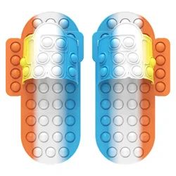 Amazon Hot Sale New Creative Peculiar Silicone  Push Bubble Poping Pop Stress Relief Slippers For Kids And Adult