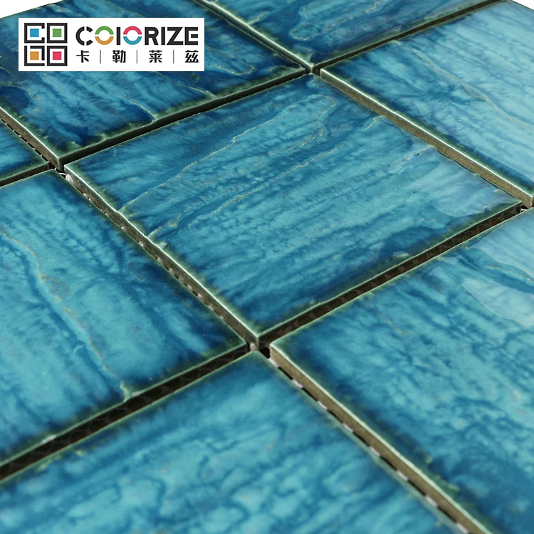 Colorize Porcelain swimming pool Mosaic Tile High quality hot sale Glazed Square mix blue color tile mosaic
