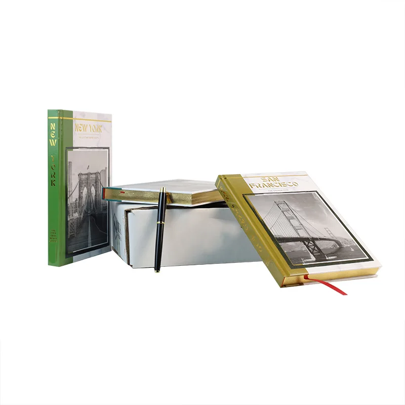 Custom blank white embossing City Theme fake designer Magnetic decorative book set for home decoration